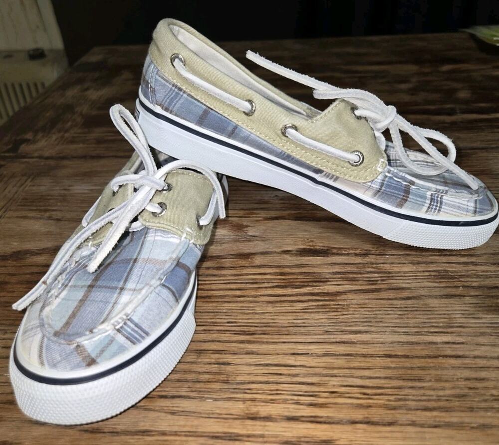 Sperry Top-Sider Plaid Canvas Boat Shoes Size 6M Model Style Code: 9605585